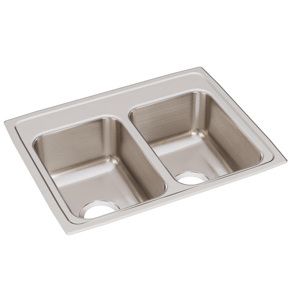 Lustertone Ss 25X19.5X7.6 Equal Double Bowl Drop-In Sink With Quick-Clip